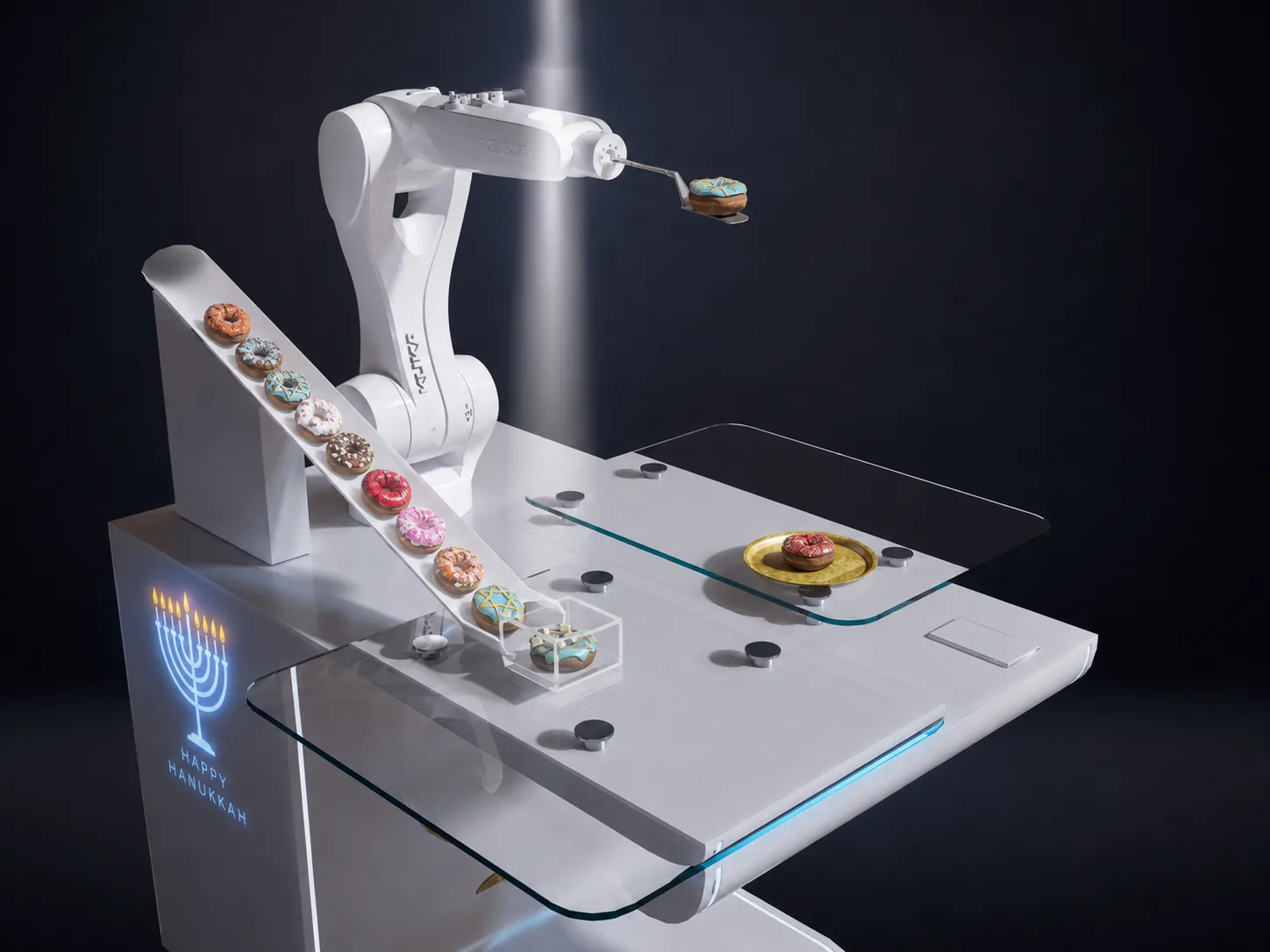 Robotic pastry display — donut conveyor brand activation concept