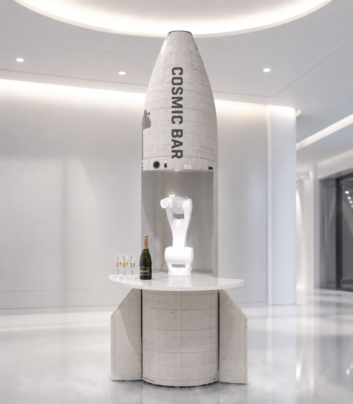 Cosmic Bar — rocket-themed RoboBar installation concept