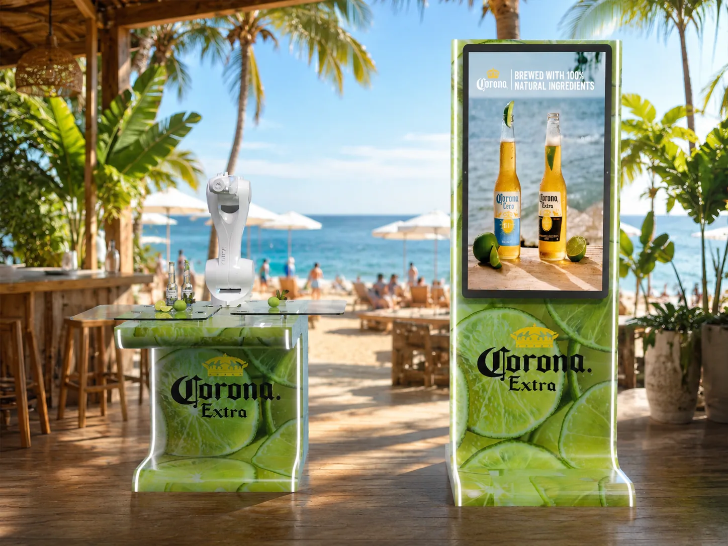 a beer brand branded RoboBar beach activation concept