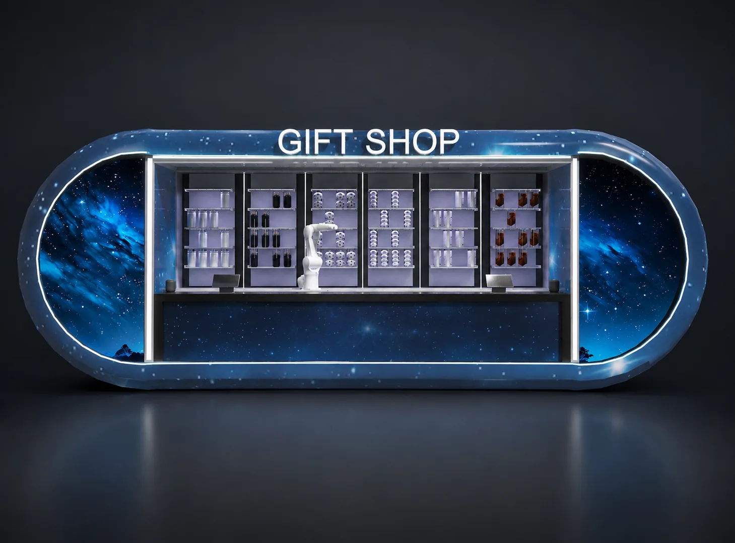 Cosmic Gift Shop interactive robotic retail installation