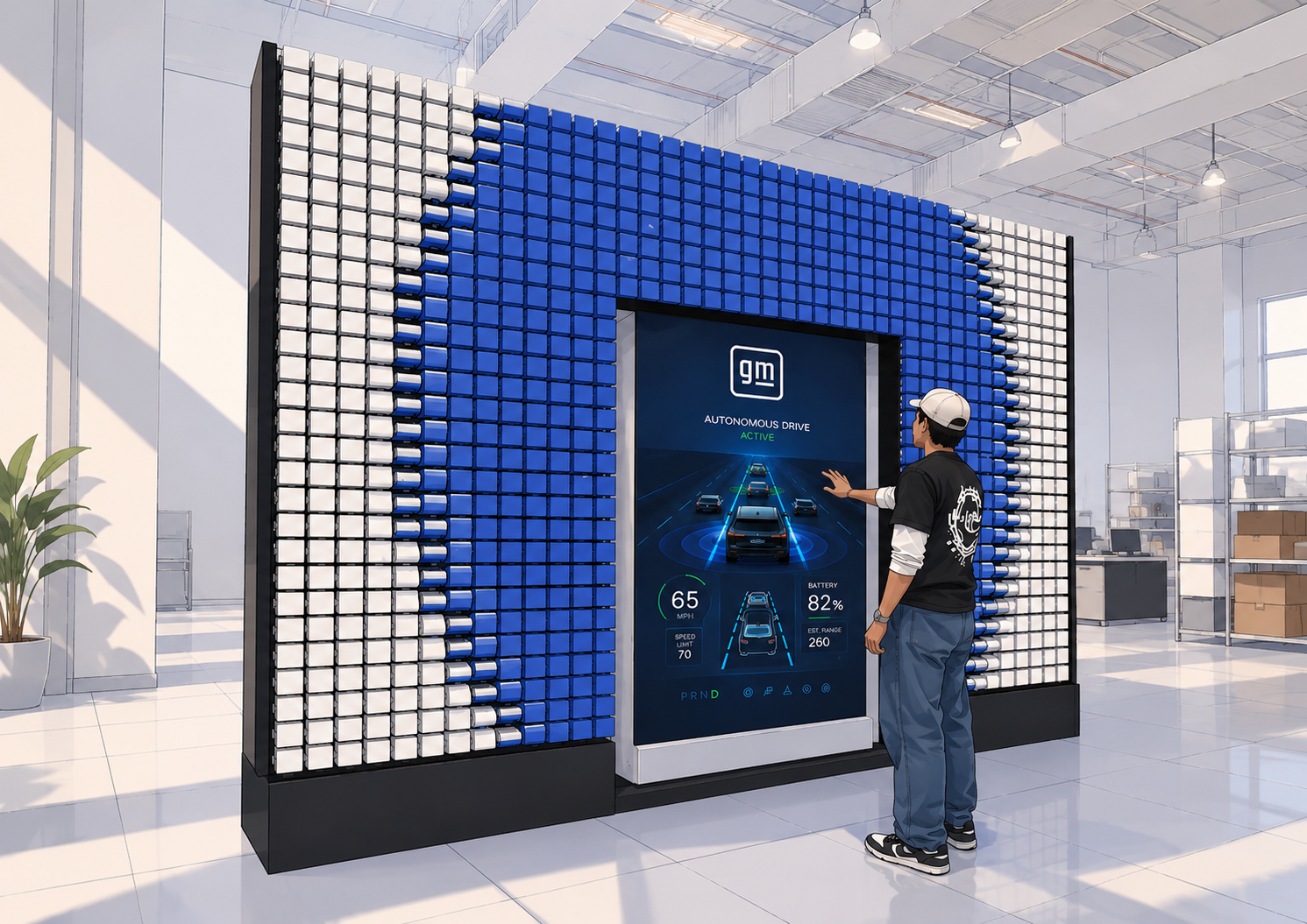 GM Autonomous Drive Flip Brick wall — automotive brand activation concept Los Angeles