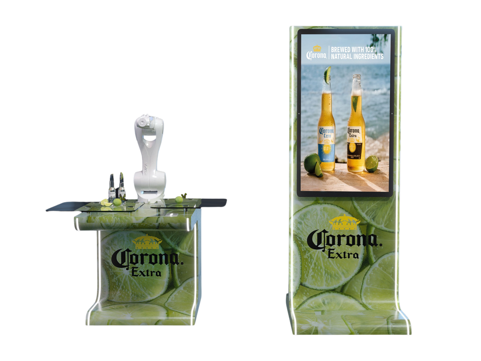 Corona display + Contraluz Mezcal bottle with RoboBar