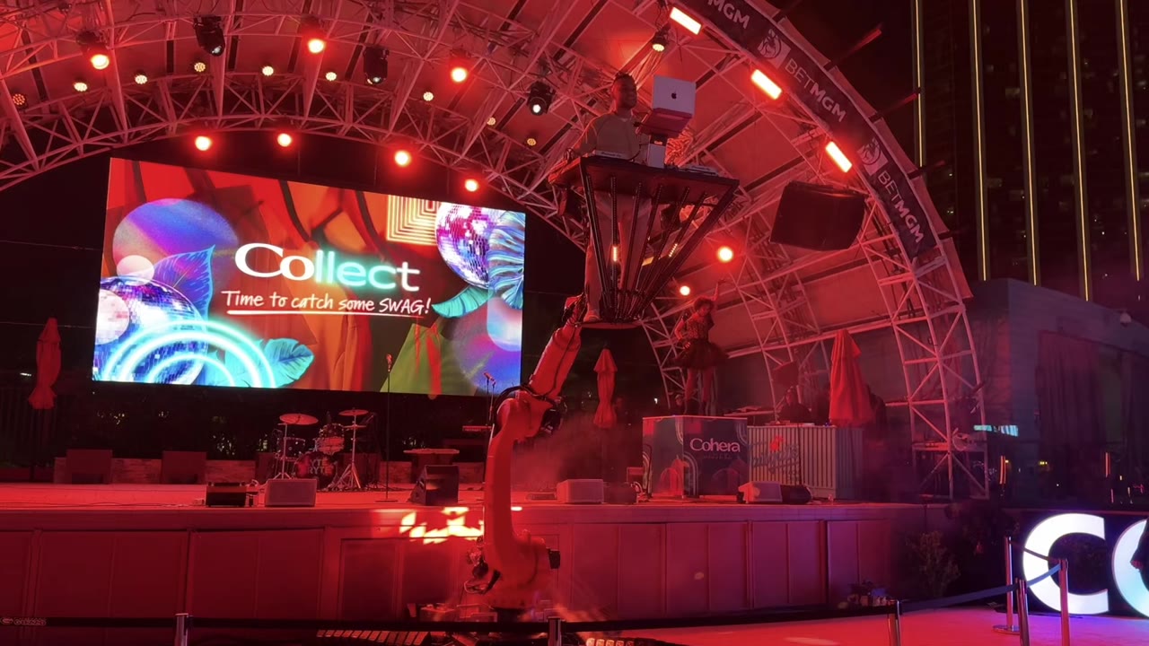 Robot bartender and robotic DJ booth at a Las Vegas afterparty — NovaTech