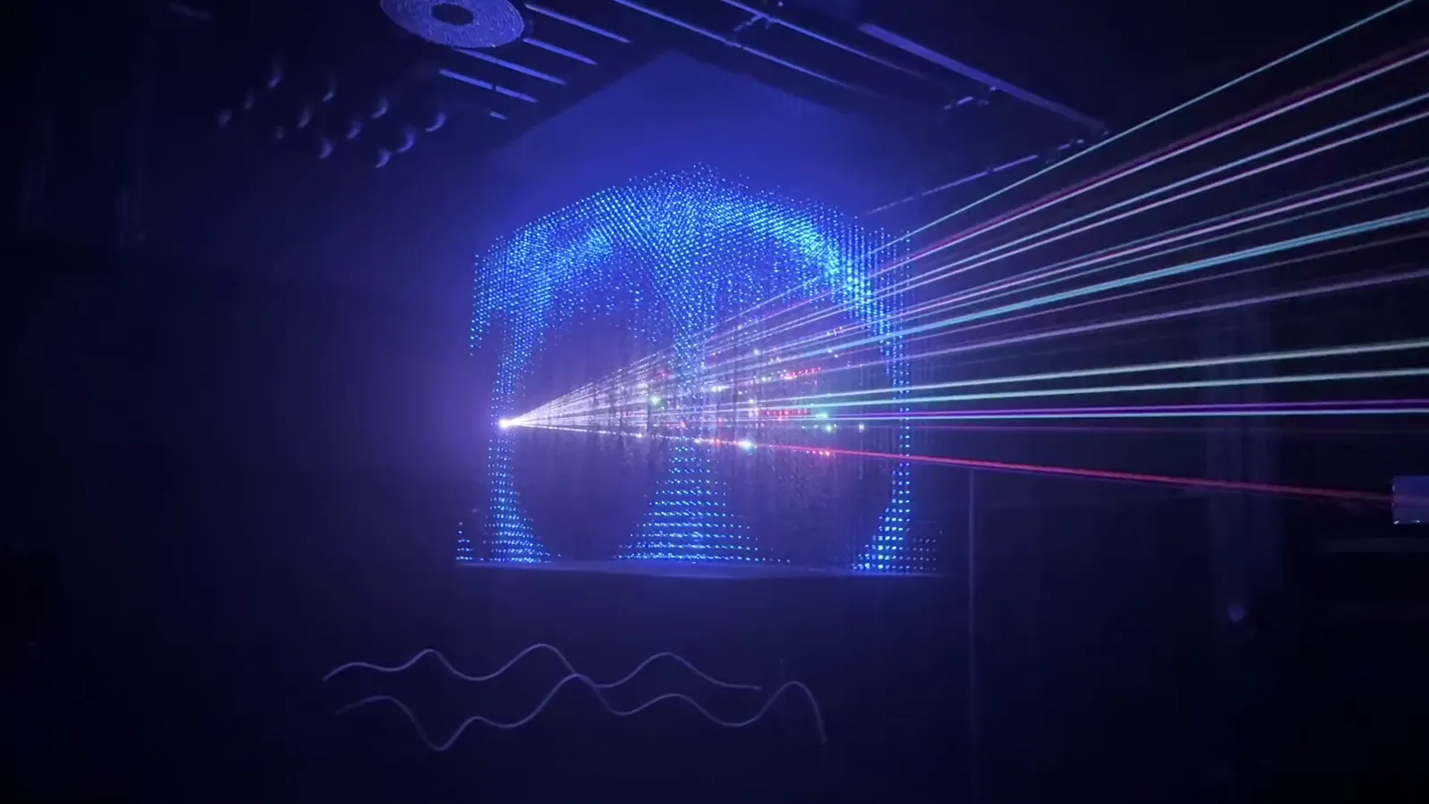 3D Matrix Screen cluster suspended above a stage