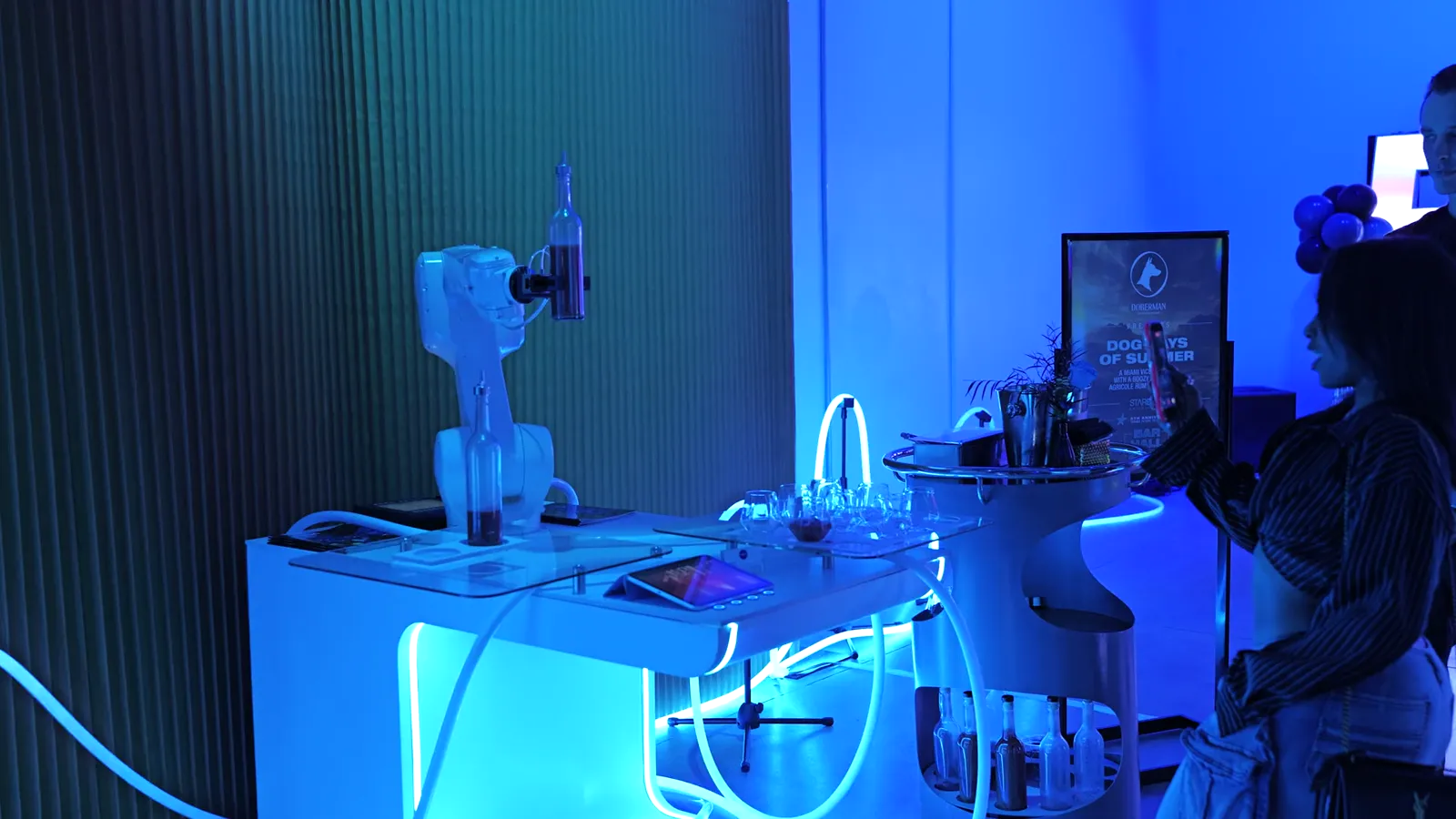 Robot bartender built into a branded scenic bottle